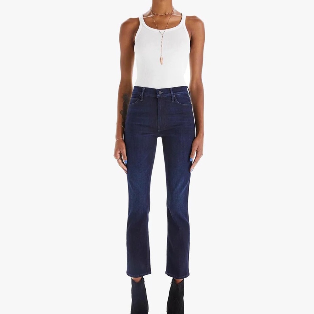 MOTHER Dark Indigo Cropped Straight Jeans